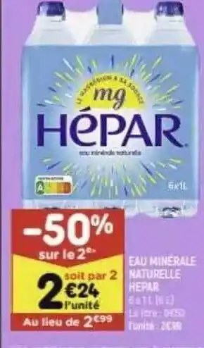 Leader Price Eau Minérale Naturelle Hépar offre