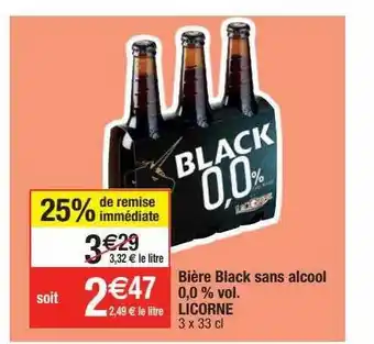 Migros Bière Black Sans Alcool 0,0% Vol. Licorne offre