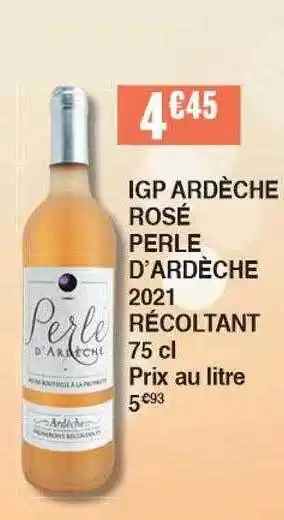 Cora x Carrefour Igp Ardèche Rosé D'ardèche 2021 Récoltant 75 Cl offre
