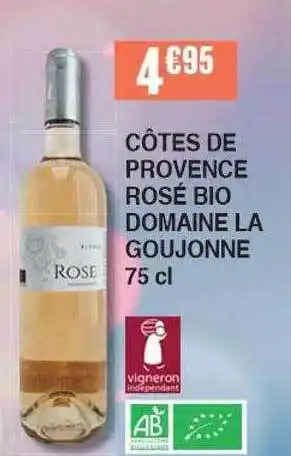 Cora x Carrefour Côtes De Provence Rosé Bio Domaine La Goujonne offre
