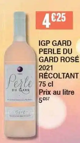 Cora x Carrefour Igp Gard Perle Du Gard Rosé 2021 Récoltant offre