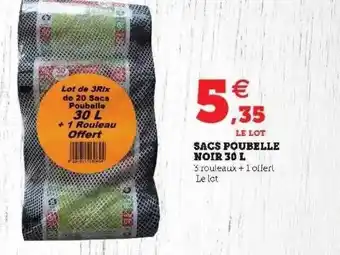 Hyper U Sacs Poubelle Noir 30 L offre