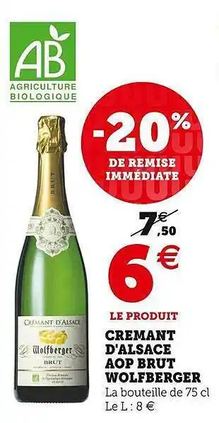 U Express Crémant D'alsace Aop Brut Wolfberger offre