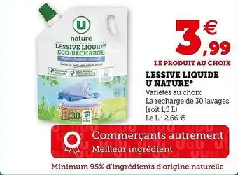 U Express Lessive Liquide U Nature offre