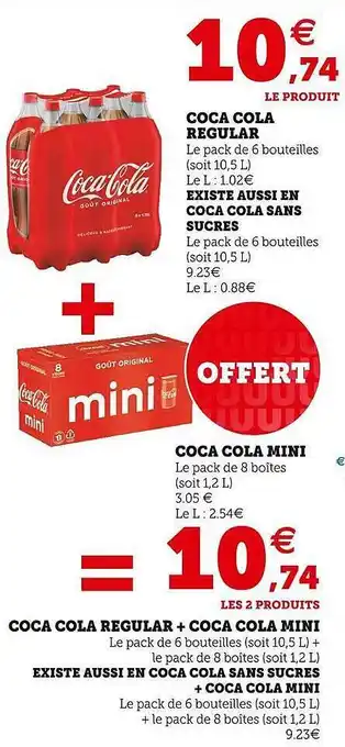 U Express Coca Cola Regular + Coca Cola Mini Existe Aussi En Coca Cola Sans Sucres + Coca Cola Mini offre