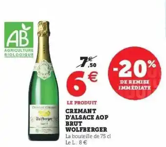 Super U Crémant D'alsace Aop Brut Wolfberger offre