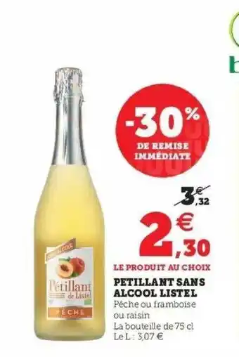 Super U Pétillant Sans Alcool Listel offre