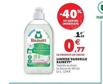 Super U Liquide Vaisselle Rainett offre