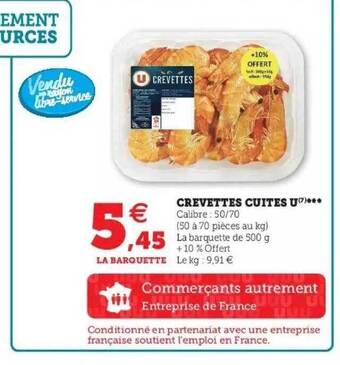 Super U Crevettes Cuites U offre