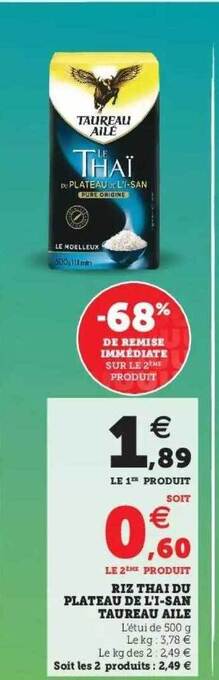 Super U Riz Thaï Du Plateau De L'i-san Taureau Aile offre