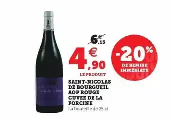 Super U Saint-nicolas De Bourgueil Aop Rouge Cuvée De La Forcine offre