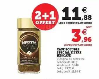 Super U Café Soluble Spécial Filtre Nescafé offre