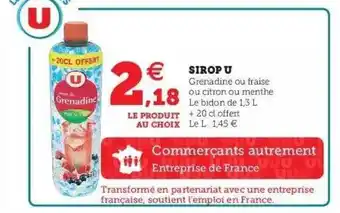 Super U Sirop U offre