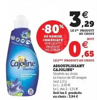 Super U Assouplissant Cajoline offre
