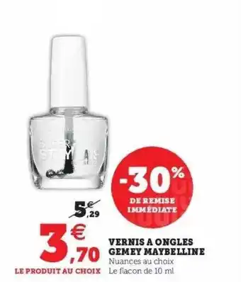 Super U Vernis à Ongles Gemey Maybelline offre
