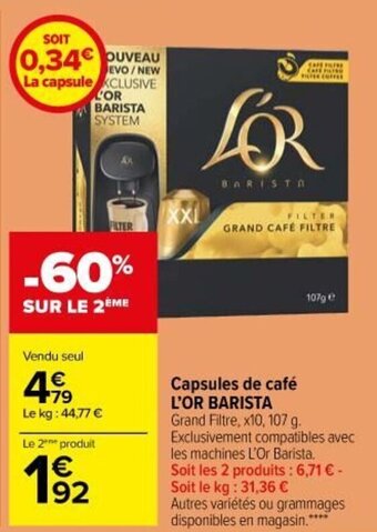 Carrefour Market L'OR BARISTA capsules de café offre