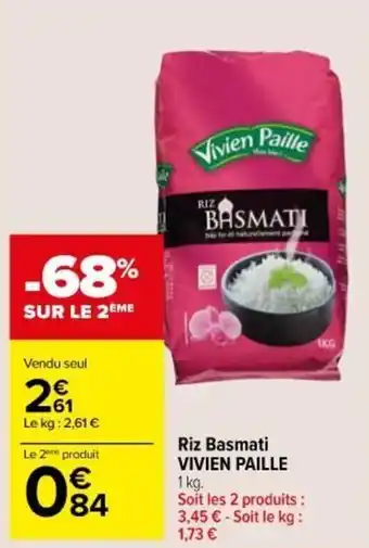 Carrefour Market VIVIEN PAILLE riz basmati offre