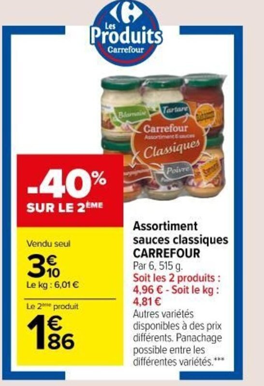 Promo CARREFOUR assortiment sauces classiques chez Carrefour Market