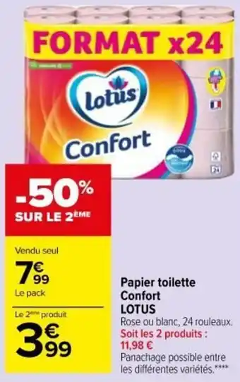 Carrefour Market LOTUS papier toilette confort offre
