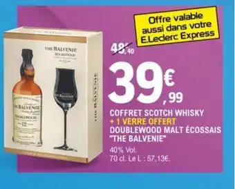 E.Leclerc "THE BALVENIE" Coffret scotch whisky + 1 verre offert doublewood malt écossais offre