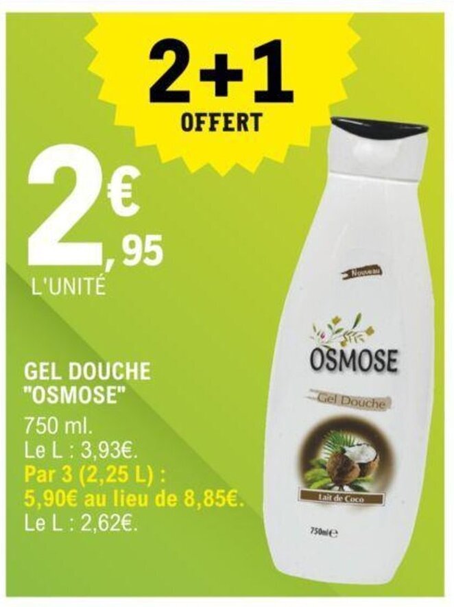 Promo "OSMOSE" gel douche chez E.Leclerc