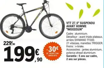 Promo WOODSUN VTT 27.5 suspendu avant homme chez E.Leclerc