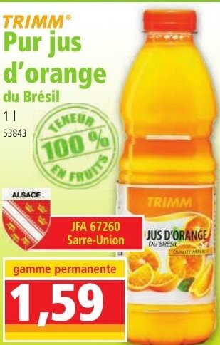 TRIMM pur jus d'orange du brésil