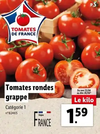 Lidl Tomates rondes grappe offre