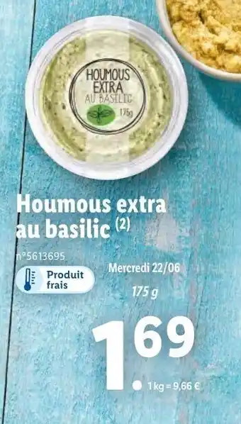 Lidl Houmous extra au basilic offre