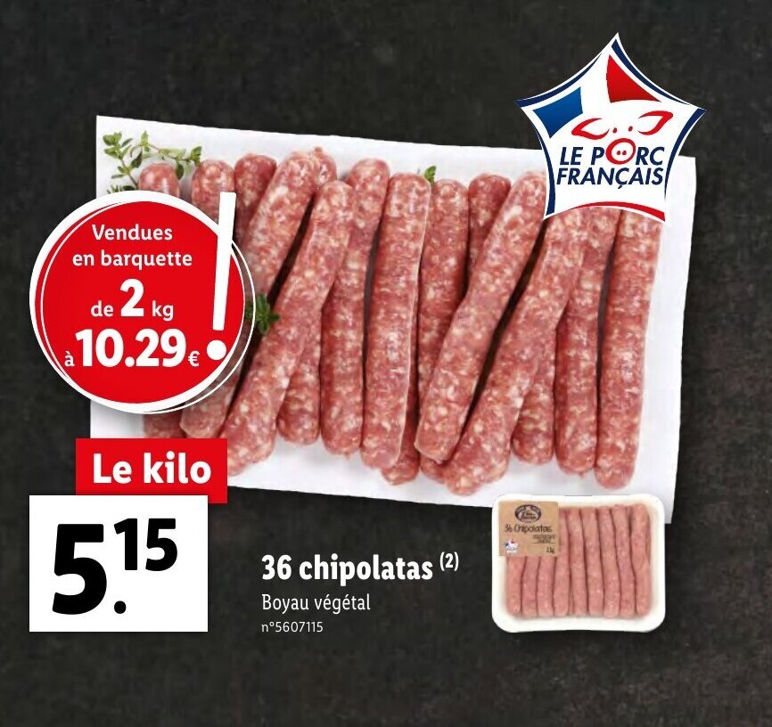 Promo 36 chipolatas chez Lidl