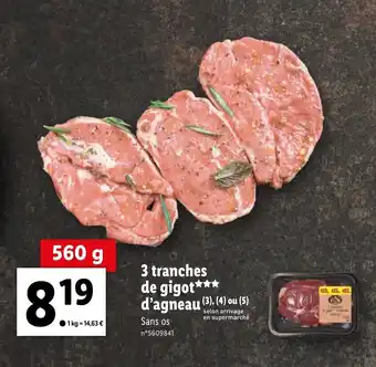 Lidl 3 tranches de gigot d'agneau offre