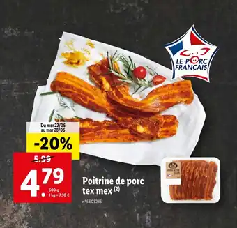 Lidl Poitrine de porc tex mex offre