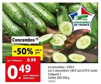 Lidl Concombre offre