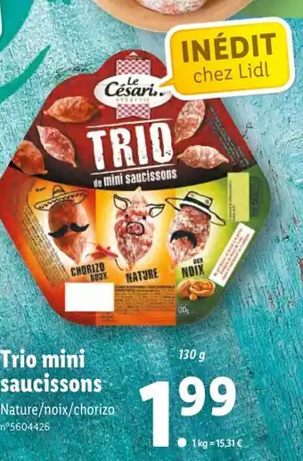 Lidl Trio mini saucissons offre