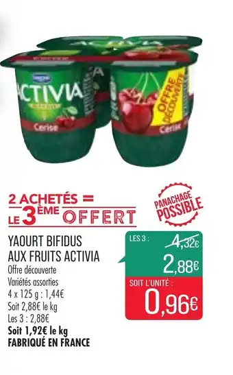 Match Yaourt Bifidus Aux Fruits Activia offre