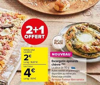 Carrefour Market Escargotin épinards Chèvre offre