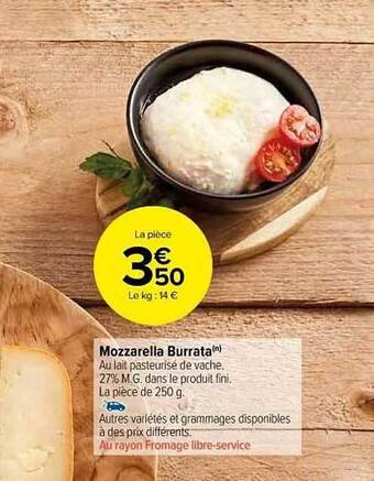 Carrefour Market Mozzarella Burrata offre