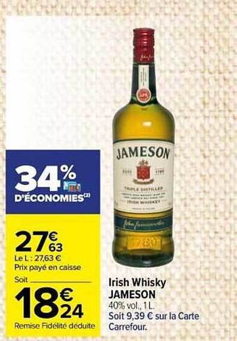 Carrefour Market Irish Whisky Jameson offre