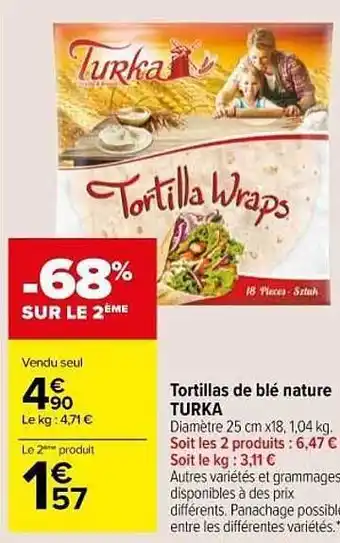 Carrefour Market Tortillas De Blé Nature Turka offre