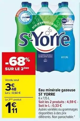 Carrefour Market Eau Minérale Gazeuse St Yorre offre
