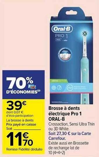 Carrefour Market Brosse à Dents électrique Pro 1 Oral-b offre