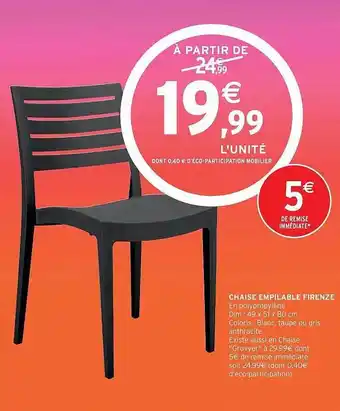 Intermarché Chaise Empilable Firenze offre