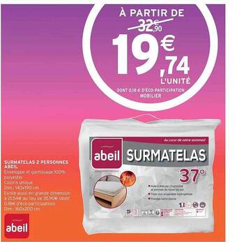 Intermarché Surmatelas 2 Personnes Abeil offre