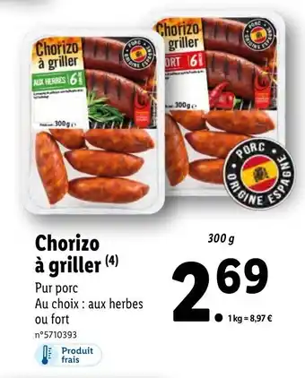 Lidl Chorizo à Griller offre