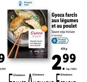 Lidl Gyoza Farcis Aux Légumes Et Au Poulet offre