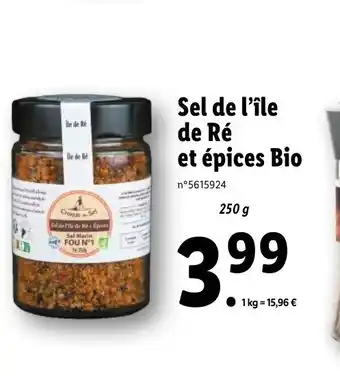 Lidl Sel de l'île de Ré Et épices Bio offre