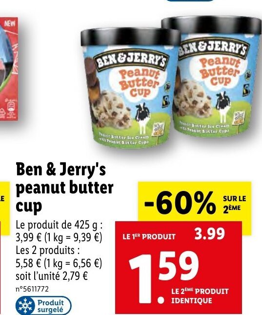 Promo Ben & Jerry's Peanut Butter Cup chez Lidl