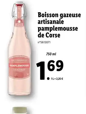 Lidl Boisson Gazeuse Artisanale Pamplemousse de Corse offre