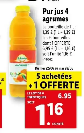 Lidl Pur Jus 4 Agrumes offre