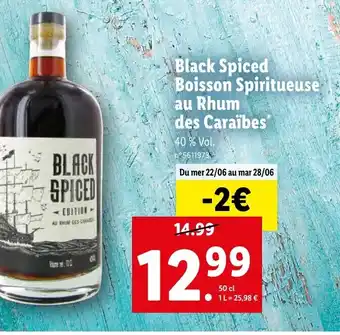 Lidl Black Spiced Boisson Spiritueuse Au Rhum Des Caraïbes offre